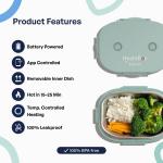 Caserola alimentara smart Faitron HeatsBox GO Light, Incalzire alimente, Putere 100W, Capacitate 540ml, Greutate 900g, USB-C, Verde 6 - lerato.ro