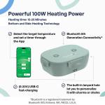 Caserola alimentara smart Faitron HeatsBox GO Light, Incalzire alimente, Putere 100W, Capacitate 540ml, Greutate 900g, USB-C, Verde 7 - lerato.ro