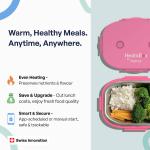 Caserola alimentara smart Faitron HeatsBox GO Light, Incalzire alimente, Putere 100W, Capacitate 540ml, Greutate 900g, USB-C, Roz 3 - lerato.ro