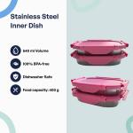 Caserola alimentara smart Faitron HeatsBox GO Light, Incalzire alimente, Putere 100W, Capacitate 540ml, Greutate 900g, USB-C, Roz 6 - lerato.ro