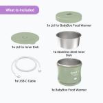 Recipient Faitron BabyBoo, Incalzire alimente, Putere 70W, Capacitate 350ml, Greutate 0.5kg, Indicator LED, Timer Smart, Incarcare USB-C, Verde 15 - lerato.ro