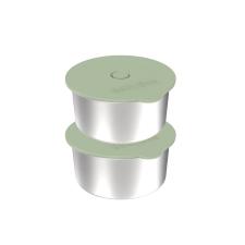 Electrocasnice bucatarie si ustensile, Set 2 caserole Faitron BabyBoo pentru incalzitorul alimentar Fairon, Capacitate 350ml, Inox, Verde, lerato.ro