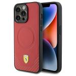 Carcasa Ferrari Carbon Metal Logo cu MagSafe compatibila cu iPhone 15 Pro, Rosu 4 - lerato.ro