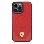 Carcasa Ferrari Carbon Metal Logo cu MagSafe compatibila cu iPhone 15 Pro, Rosu 2 - lerato.ro