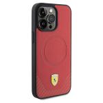 Carcasa Ferrari Carbon Metal Logo cu MagSafe compatibila cu iPhone 15 Pro, Rosu 5 - lerato.ro