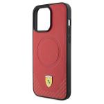 Carcasa Ferrari Carbon Metal Logo cu MagSafe compatibila cu iPhone 15 Pro, Rosu 7 - lerato.ro