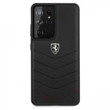 Carcasa Ferrari Off Track Quilted compatibila cu Samsung Galaxy S21 Ultra, Negru