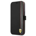 Carcasa flip cover Ferrari On Track Carbon Stripe compatibila cu iPhone 13 Mini, Negru 3 - lerato.ro