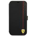 Carcasa flip cover Ferrari On Track Carbon Stripe compatibila cu iPhone 13 Mini, Negru 2 - lerato.ro