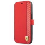 Carcasa flip cover Ferrari On Track Carbon Stripe compatibila cu iPhone 13 Mini, Rosu 3 - lerato.ro