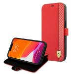 Carcasa flip cover Ferrari On Track Carbon Stripe compatibila cu iPhone 13 Pro Max, Rosu 3 - lerato.ro