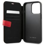 Carcasa flip cover Ferrari On Track Carbon Stripe compatibila cu iPhone 13 Pro Max, Rosu 7 - lerato.ro