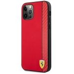 Carcasa Ferrari On Track Carbon Stripe compatibila cu iPhone 12 Pro Max, Rosu 3 - lerato.ro