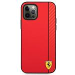 Carcasa Ferrari On Track Carbon Stripe compatibila cu iPhone 12 Pro Max, Rosu 2 - lerato.ro