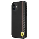 Carcasa Ferrari On Track Carbon Stripe compatibila cu iPhone 12 Mini, Negru 3 - lerato.ro