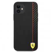 Carcasa Ferrari On Track Carbon Stripe compatibila cu iPhone 12 Mini, Negru