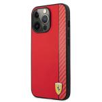 Carcasa Ferrari On Track Carbon Stripe compatibila cu iPhone 13 Pro Max, Rosu 3 - lerato.ro