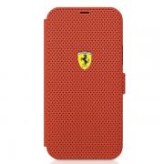 Carcasa flip cover Ferrari On Track Perforated compatibila cu iPhone 12 Mini, Rosu