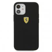 Carcasa Ferrari On Track Liquid Silicone compatibila cu iPhone 12 Mini, Negru