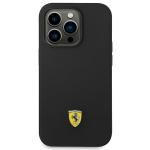Carcasa Ferrari Silicone Metal Logo compatibila cu iPhone 14 Pro, Negru 2 - lerato.ro