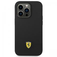 Carcasa Ferrari Silicone Metal Logo compatibila cu iPhone 14 Pro, Negru