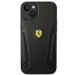 Carcasa Ferrari Leather Stamp Sides compatibila cu iPhone 14 Plus / 15 Plus, Negru 2 - lerato.ro