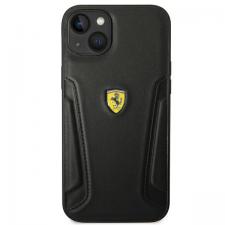 Carcasa Ferrari Leather Stamp Sides compatibila cu iPhone 14 Plus / 15 Plus, Negru