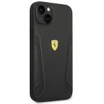 Carcasa Ferrari Leather Stamp Sides compatibila cu iPhone 14 Plus / 15 Plus, Negru 5 - lerato.ro