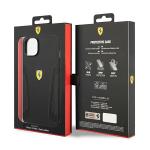Carcasa Ferrari Leather Stamp Sides compatibila cu iPhone 14 Plus / 15 Plus, Negru 9 - lerato.ro