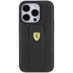 Carcasa Ferrari Grip Stand Metal Logo compatibila cu iPhone 15 Pro, Negru 2 - lerato.ro