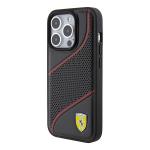 Carcasa Ferrari Perforated Waves Metal Logo compatibila cu iPhone 15 Pro, Negru 3 - lerato.ro