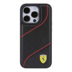 Carcasa Ferrari Perforated Waves Metal Logo compatibila cu iPhone 15 Pro, Negru 2 - lerato.ro