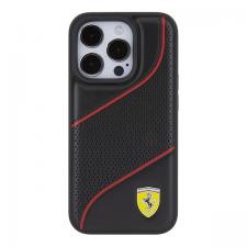 Carcasa Ferrari Perforated Waves Metal Logo compatibila cu iPhone 15 Pro, Negru