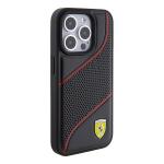 Carcasa Ferrari Perforated Waves Metal Logo compatibila cu iPhone 15 Pro, Negru 5 - lerato.ro