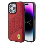 Carcasa Ferrari Perforated Waves Metal Logo compatibila cu iPhone 15 Pro, Rosu 4 - lerato.ro
