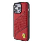Carcasa Ferrari Perforated Waves Metal Logo compatibila cu iPhone 15 Pro, Rosu 3 - lerato.ro