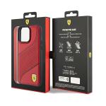 Carcasa Ferrari Perforated Waves Metal Logo compatibila cu iPhone 15 Pro, Rosu 9 - lerato.ro