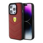 Carcasa Ferrari Leather Stitched Lines compatibila cu iPhone 15 Pro, Rosu 4 - lerato.ro