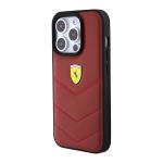 Carcasa Ferrari Leather Stitched Lines compatibila cu iPhone 15 Pro, Rosu 3 - lerato.ro