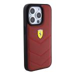Carcasa Ferrari Leather Stitched Lines compatibila cu iPhone 15 Pro, Rosu 5 - lerato.ro