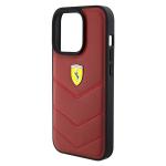Carcasa Ferrari Leather Stitched Lines compatibila cu iPhone 15 Pro, Rosu 6 - lerato.ro