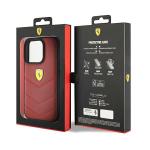 Carcasa Ferrari Leather Stitched Lines compatibila cu iPhone 15 Pro, Rosu 9 - lerato.ro