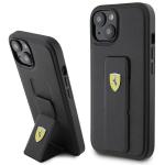 Carcasa Ferrari Grip Stand Metal Logo compatibila cu iPhone 15 / 14 / 13, Negru 4 - lerato.ro