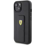 Carcasa Ferrari Grip Stand Metal Logo compatibila cu iPhone 15 / 14 / 13, Negru 3 - lerato.ro