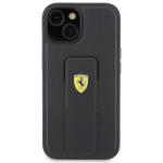 Carcasa Ferrari Grip Stand Metal Logo compatibila cu iPhone 15 / 14 / 13, Negru 2 - lerato.ro