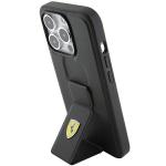 Carcasa Ferrari Grip Stand Metal Logo compatibila cu iPhone 15 Pro Max, Negru 3 - lerato.ro