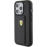 Carcasa Ferrari Grip Stand Metal Logo compatibila cu iPhone 15 Pro Max, Negru 4 - lerato.ro