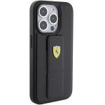 Carcasa Ferrari Grip Stand Metal Logo compatibila cu iPhone 15 Pro Max, Negru 6 - lerato.ro
