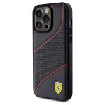 Carcasa Ferrari Perforated Waves Metal Logo compatibila cu iPhone 15 Pro Max, Negru 3 - lerato.ro