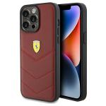 Carcasa Ferrari Leather Stitched Lines compatibila cu iPhone 15 Pro Max, Rosu 4 - lerato.ro